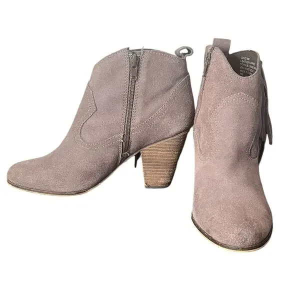 STEVE MADDEN Ohio Taupe Leather Western Boots w/Fringe Women's Size 9 - Picture 2 of 7